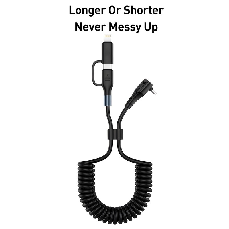 2in1 Coiled USB-C/8 Pin Cable Charger For iPhone 16 15 14 13 Samsung S24 S23 S22 gallery