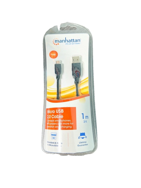 Micro USB Cable USB A to Micro B 3ft Charging Data Sync Black 5 Pack