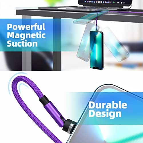 540° Rotation Magnetic Charging Cable - 3 in 1 Magnetic Phone Charger - Purple gallery