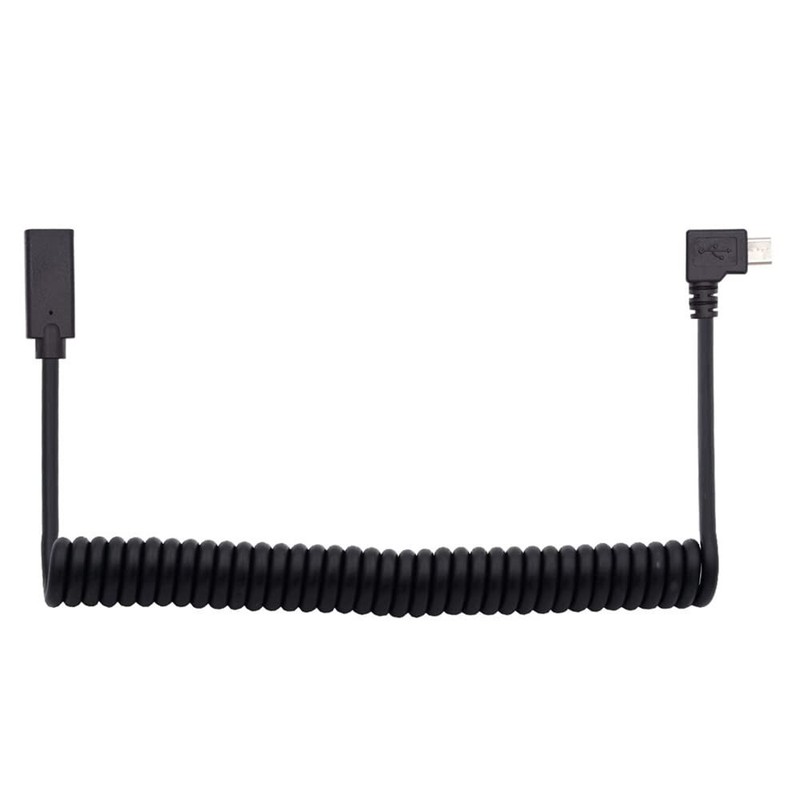 Coiled Micro USB to Type-C Extension Cable Gaming Keyboard Power Data