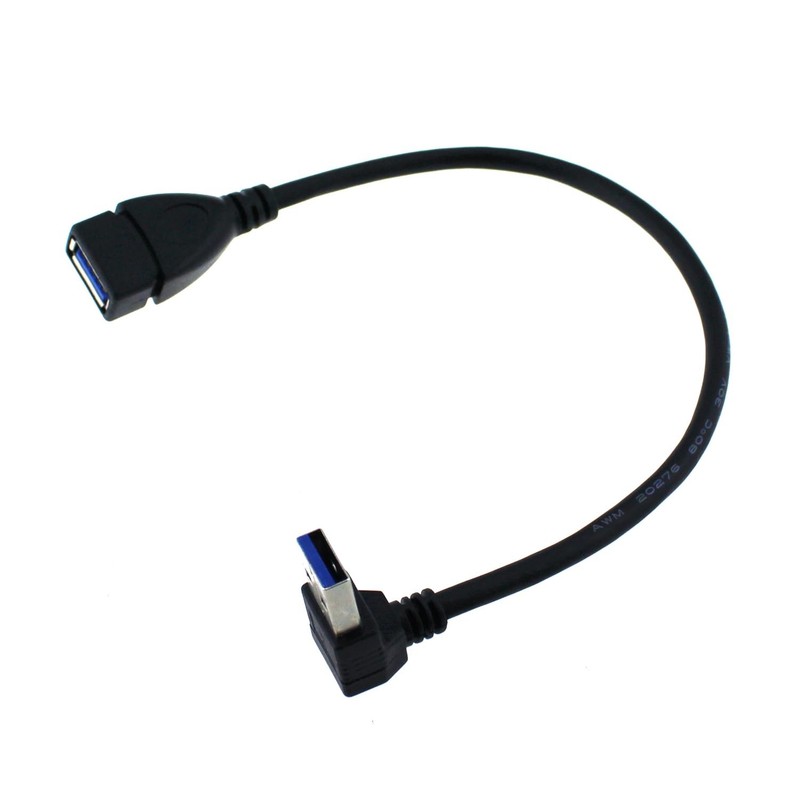 USB Type A 3.0 Male To Female Extension Cable Up Down Angle 9.8 Feet 25cm