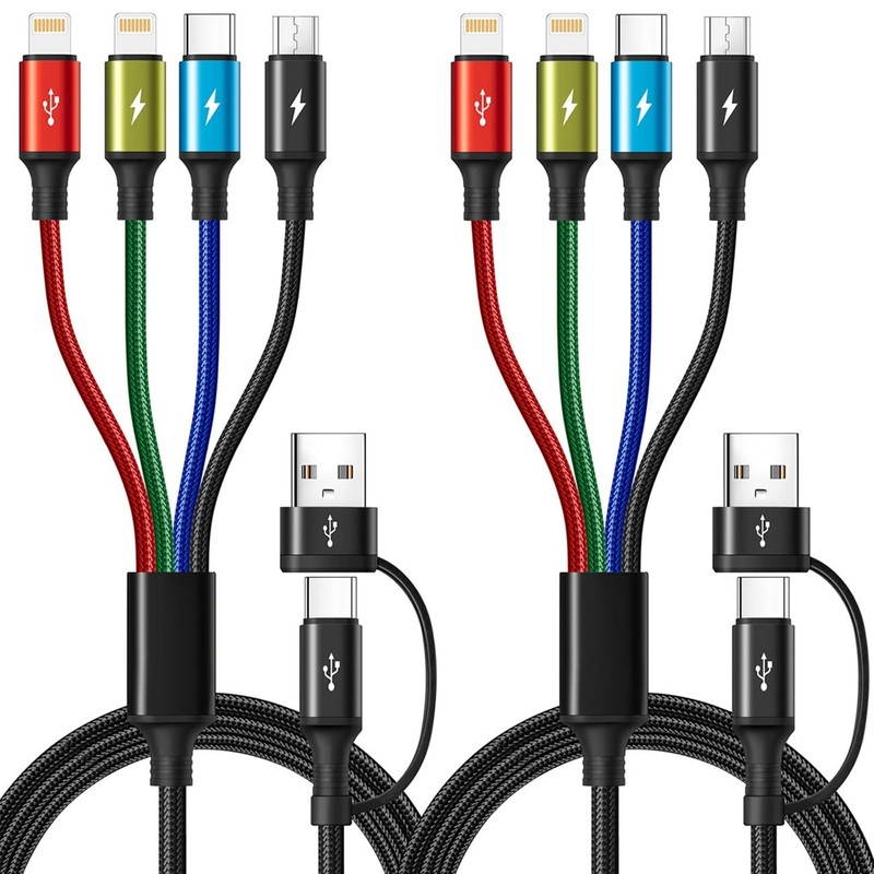 6 in 1 Multiple Charging Cable 2Pack 6Ft Multi Chargers Cord for All Devices