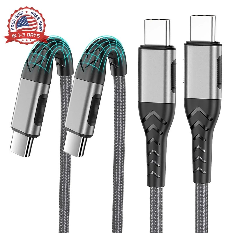 Durcord 2Pack 10ft USB C Charger Cable – 100W Fast Charging for Android/Phone/Pa
