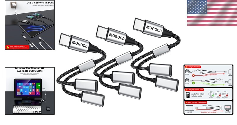 Versatile Dual USB C Splitter Adapter for Seamless Device Connectivity gallery