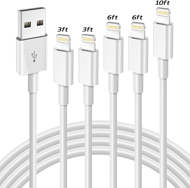 Iphone Charger(3/3/6/6/10Ft) 5Pack Mfi Certified Lightning Cable Fast Charging C