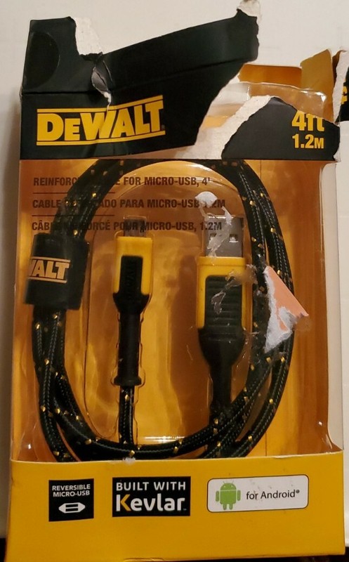 DeWALT 4 ft. Reinforced Braided Cable for Micro-USB 131 1360 DW2 Android galaxy