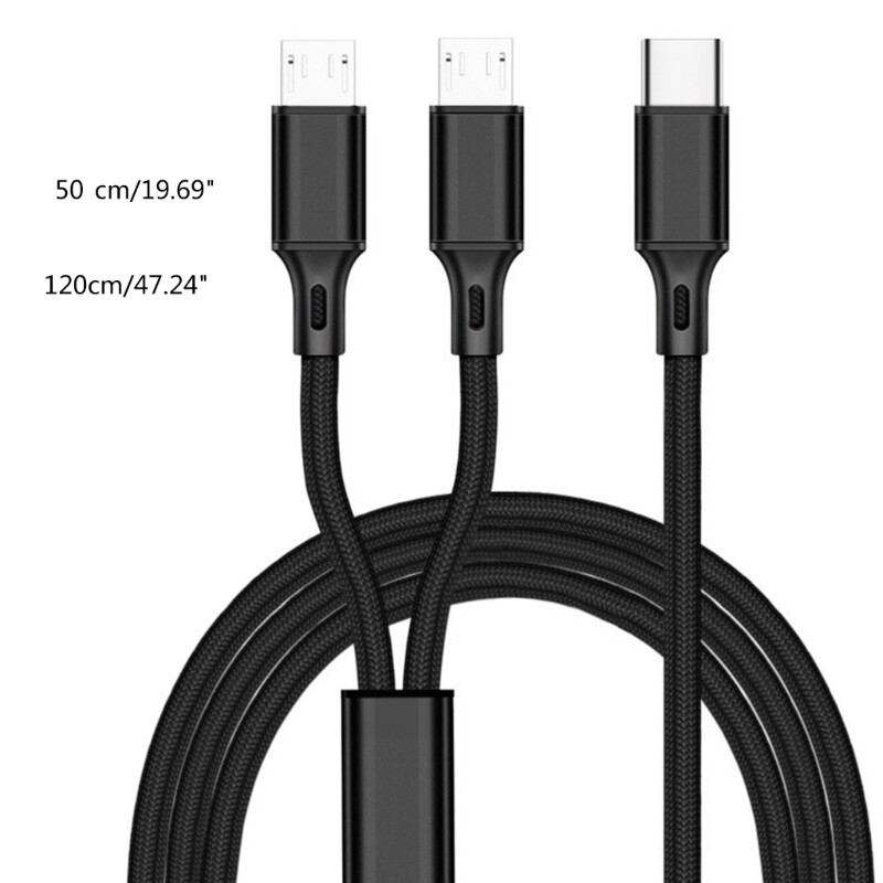 50/120cm USB Type-C Cable 1 to 2 USB-C Type-C to Micro USB Charging Cord for Car gallery