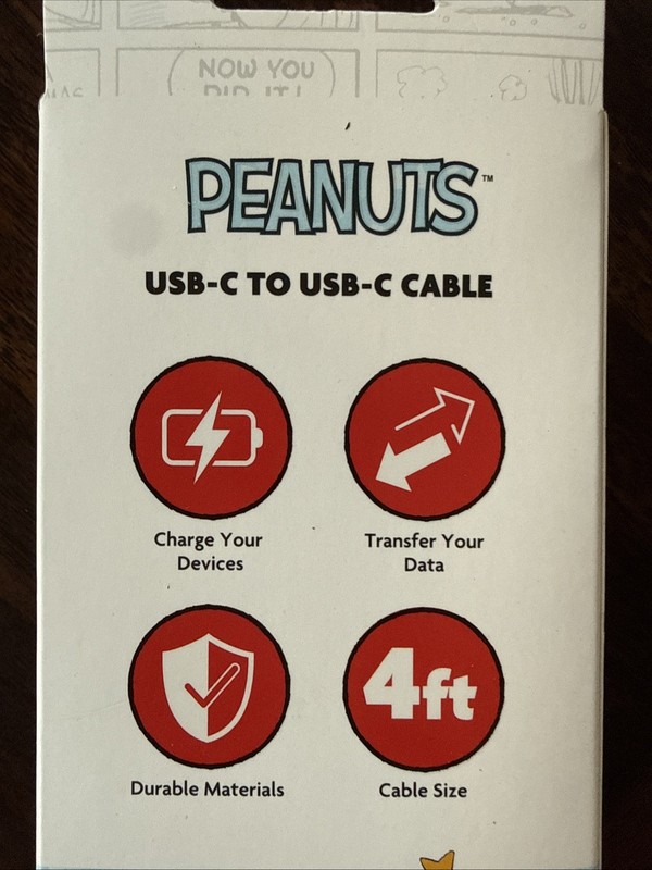 🎄 Peanuts USB-C Charging Cable Snoopy Christmas Tree 4FT Data/Sync Cord Blue gallery