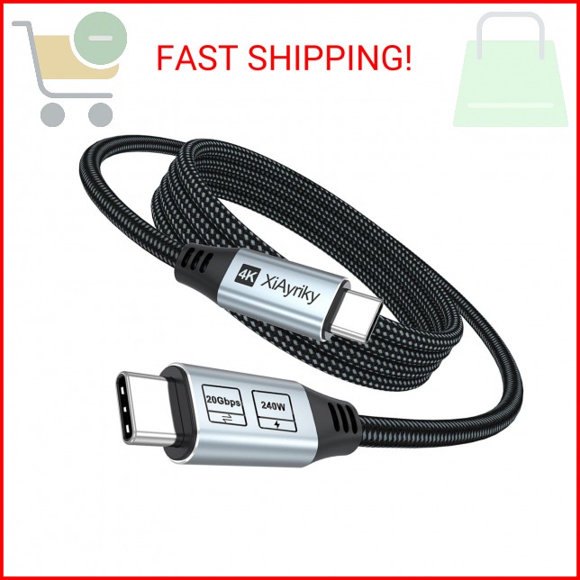 XiAyriky USB C Data Charging Monitor Video Cable 6ft, 4K@144Hz Video/20Gbps Data