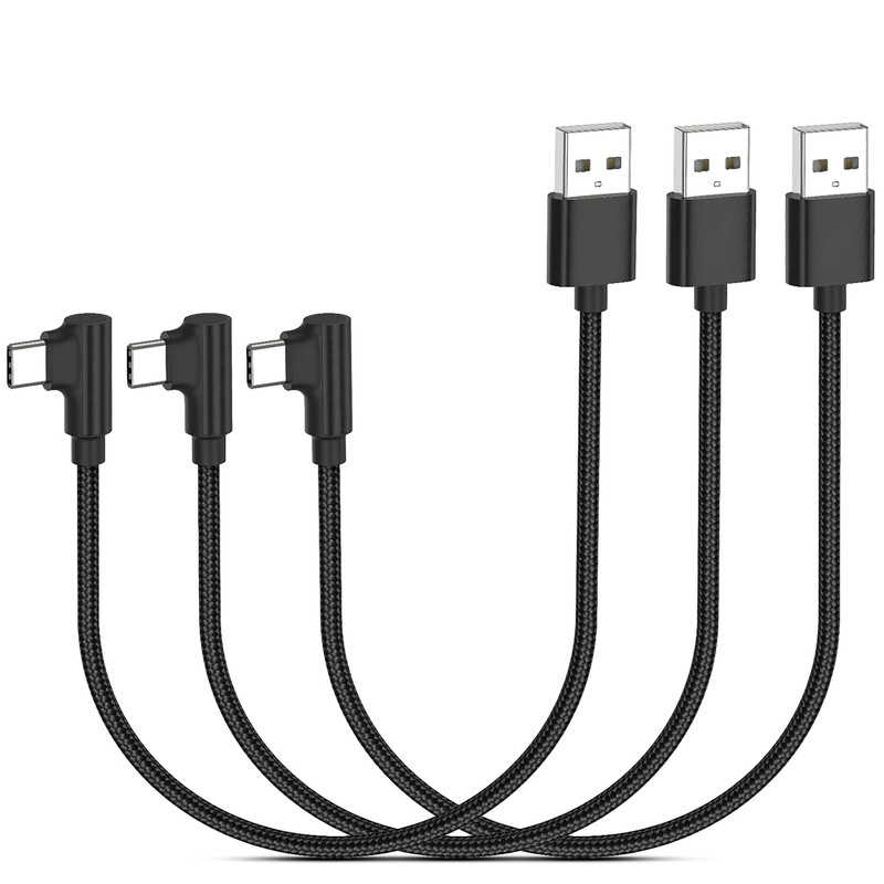 1Ft Right Angle USB C Cable Fast Charging, 3 Pack 90 Degree USB a to USB Type C
