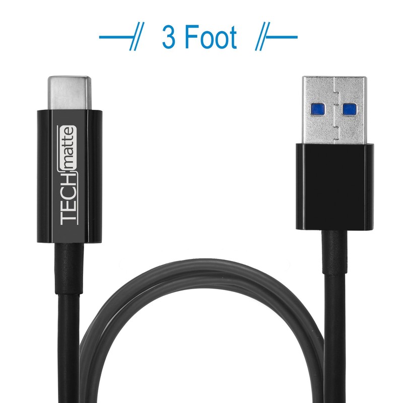 TechMatte USB 3.0 Type C to Type A (USB-C to USB) Cable (3 Feet, Black)