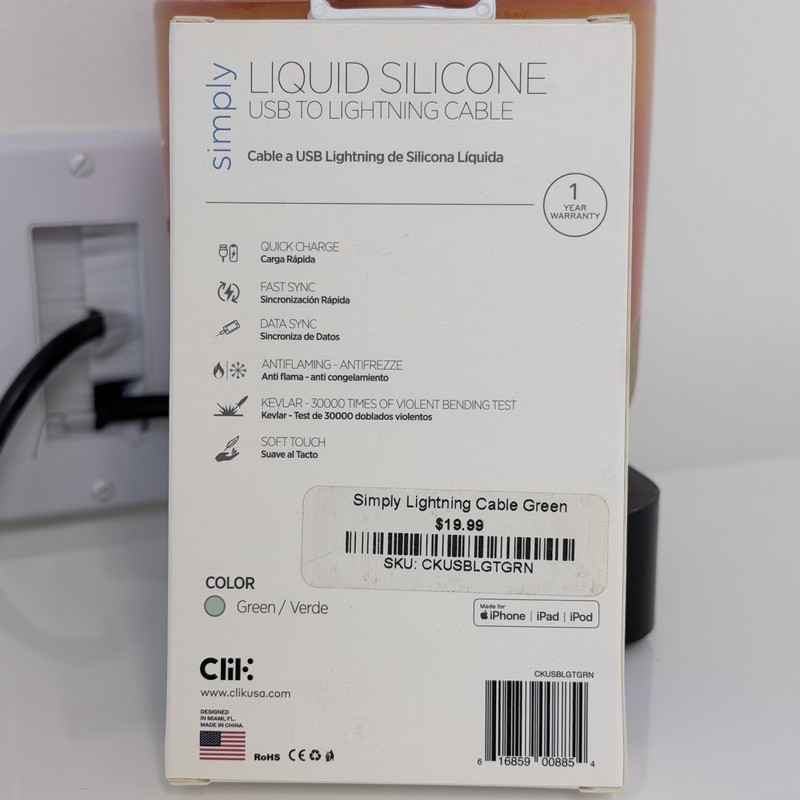 New Simply Liquid Silicone USB-A to Lightning MFi Certified 3.9FT Cable Green gallery