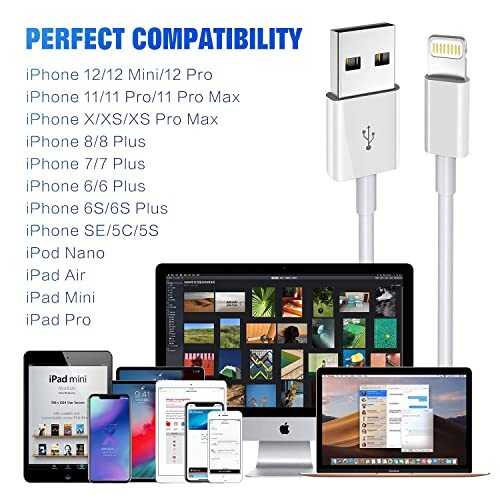 3 Pack Cables de carga rápida de 6 pies para iPhone iPhone 13 12 11 Pro Max gallery