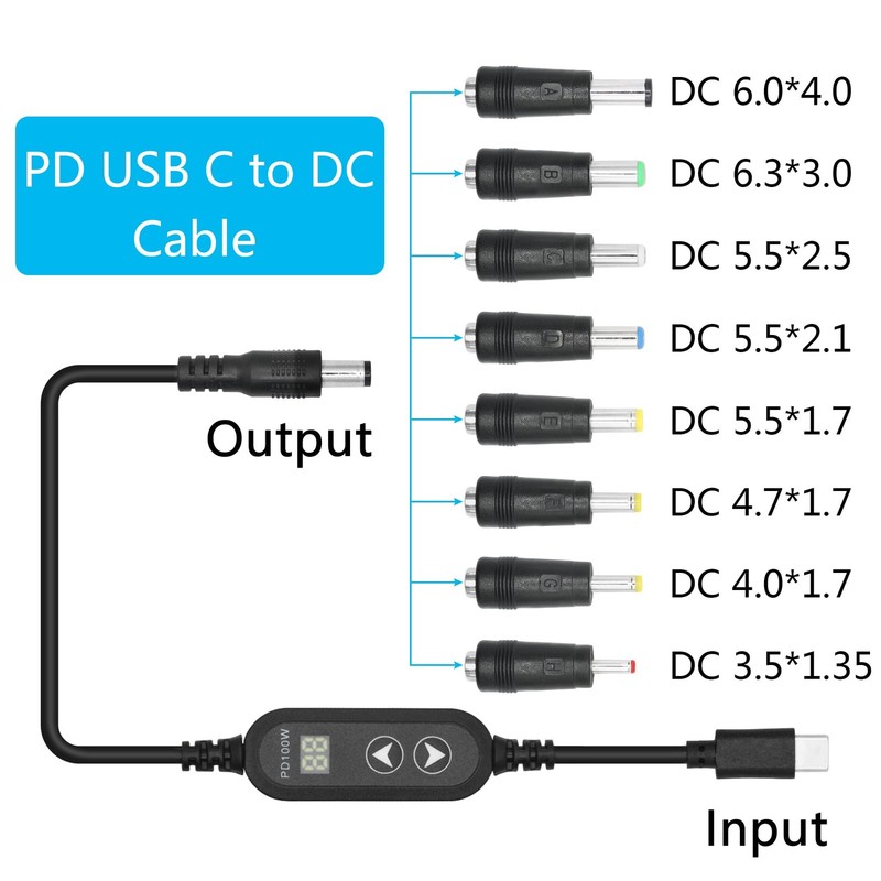 PD 100W USB C to DC Power Cord 3FT, USB Type C Male to DC 5.5mm x 2.5mm Male ... gallery