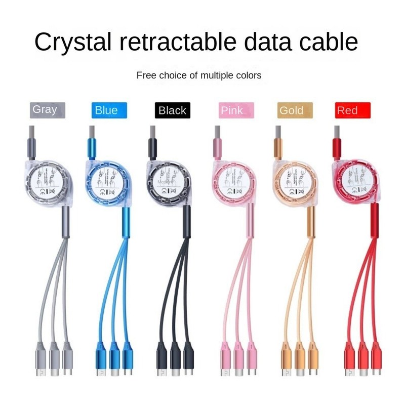 3 In 1 Charger Cable Type-C USB Micro Multi Cell Phone Retractable Charging 1pc gallery