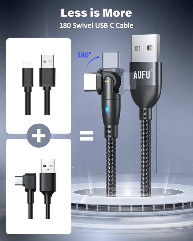 AUFU USB C Cable 6ft(3Pack-6.6ft/6.6ft/6.6ft), 180° Rotation USB to USB C Cab... gallery