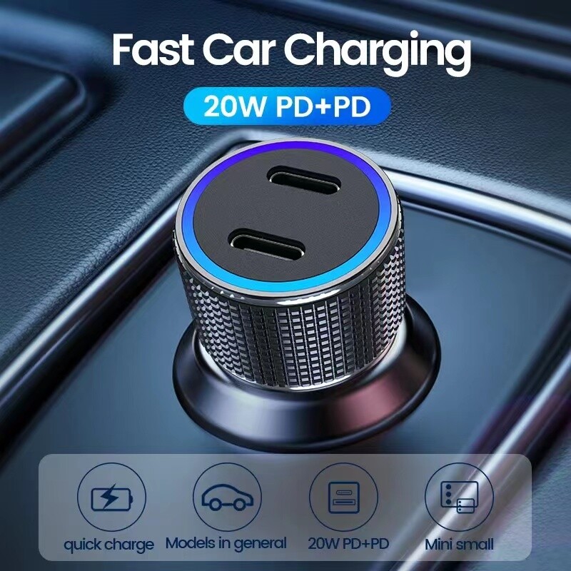 12V Dual USB C Car Fast Charger Plug 40W Type C Phone Adapter Cigarette Lighter gallery