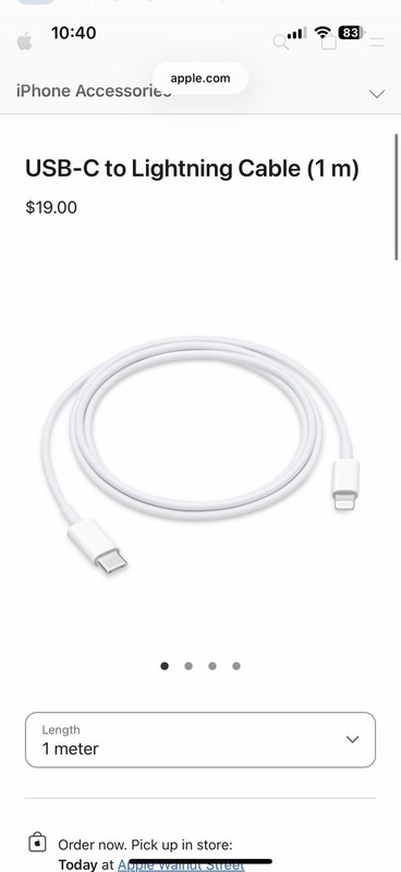 Brand New Apple iPhone Charger Usbc To Lightening – 1 Meter (Cube Not Included)