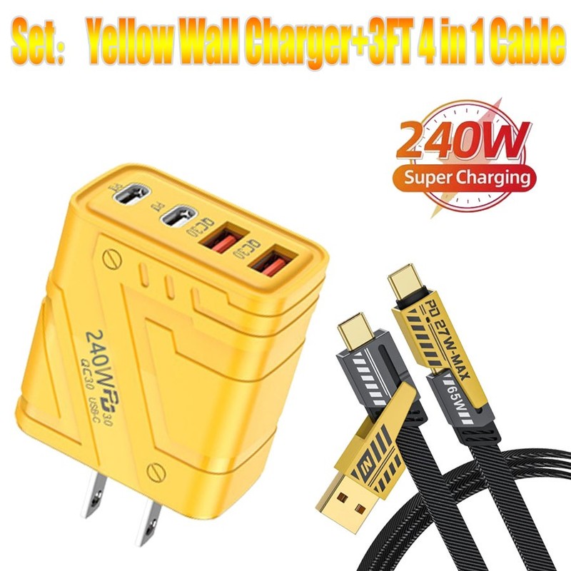 HOT~240W Fast Type C Charger,4-In-1 Super Fast Cable For iPhone 17 16 15,14-6