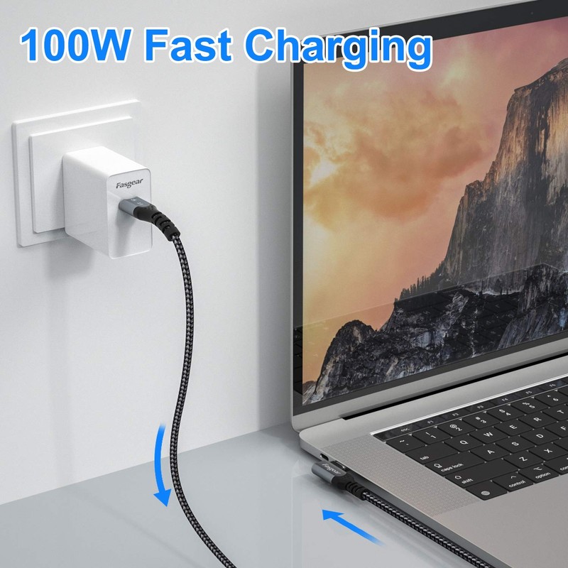USB C to USB C Cable 2 Pack 3ft+6ft 100W 5A Fast Charging Braided Type C 2.0 ... gallery