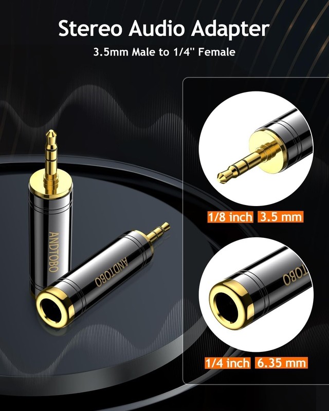 1/4'' to 3.5mm Pure Copper Headphone Adapter - 2-Pack for Superior Audio gallery