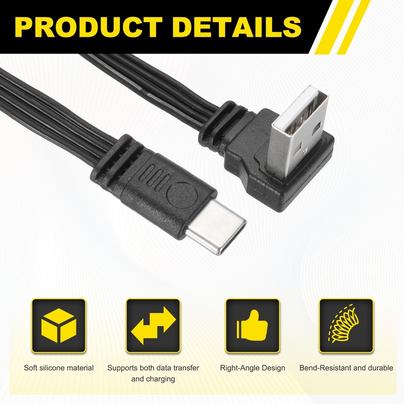 90 Degree USB A to USB C Cable, 19.7" UP&Down Angle USB A to USB C Cable gallery