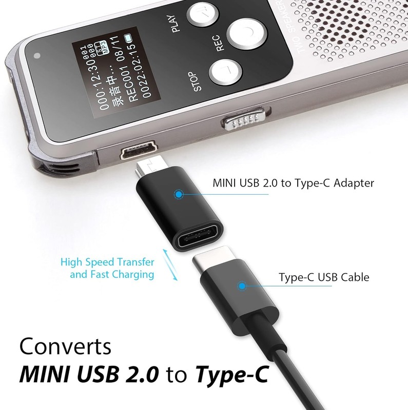 2-Pack USB-C to Mini USB Adapter Type C Female to Mini USB 2.0 gallery
