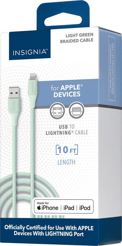 Insignia – 10′ Lightning to USB Charge-and-Sync Cable – Green