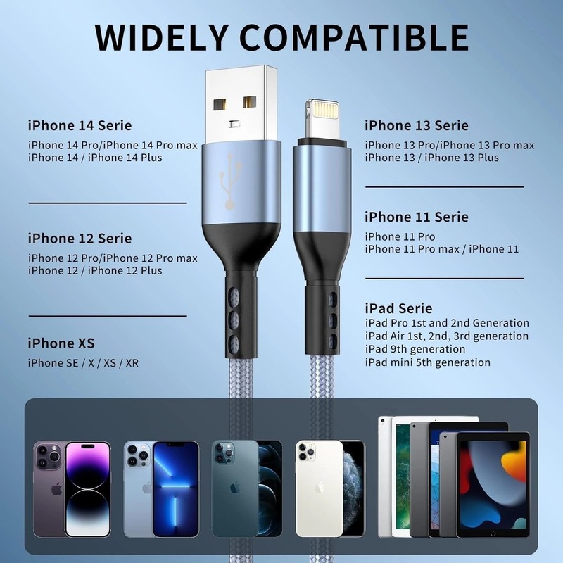 USB C to Lightning Cable 3Pack 6 FT Apple MFi Certified iPhone Fast Charger Type gallery