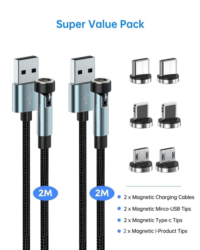 Rotating 540 Magnetic Cable, 3A Fast Charge, Nylon-Braided gallery
