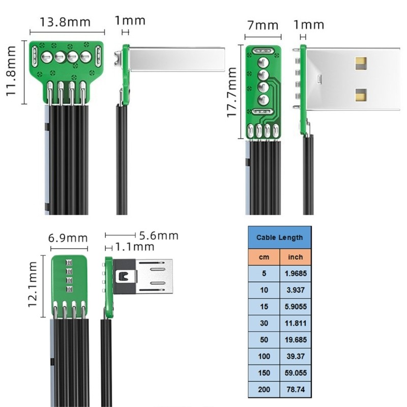 90 Degree USB 2.0 to Microed USB Elbow Cable for Smartphones Tablets and More gallery