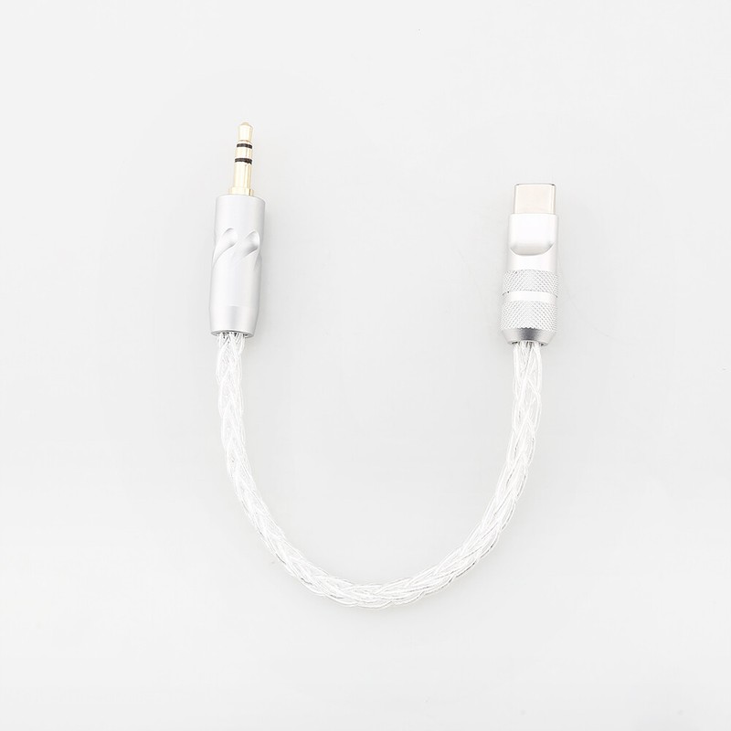 Pure Silver Type-C USB C to 3.5mm Jack AUX Cable Car Music Audio Adapter