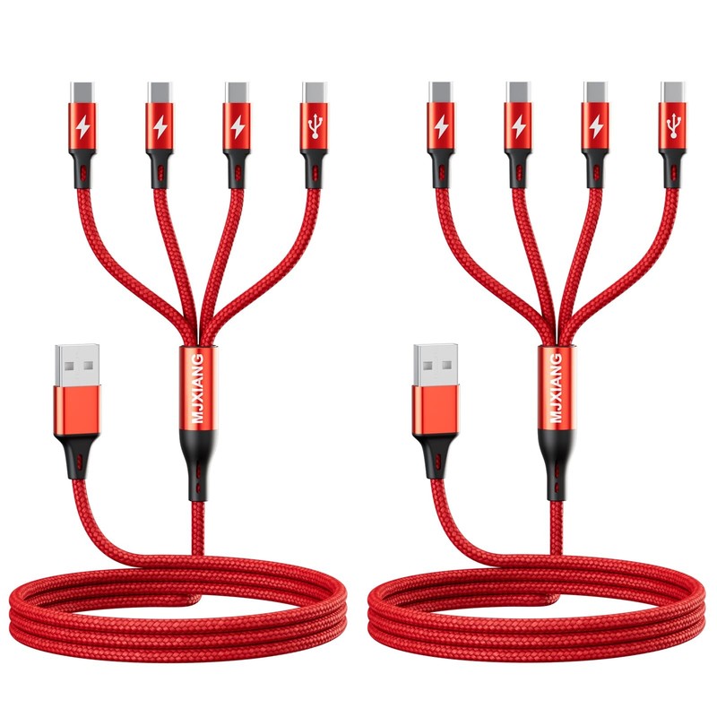 Multi USB Cable Fast Charging, [3.1A/4ft/2 Pack]QC 3.0 USB Splitter Cable, 4 …