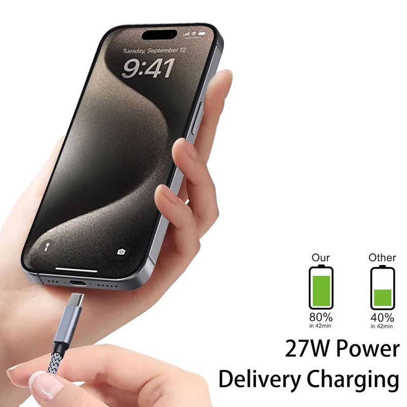 15FT USB C to USB C Cable 100W Type C Fast Charging Long Braided Charger Cord gallery