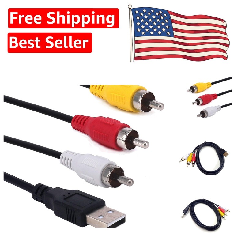 5ft USB to 3RCA Cable – Haokiang AV Adapter for Seamless Media Viewing