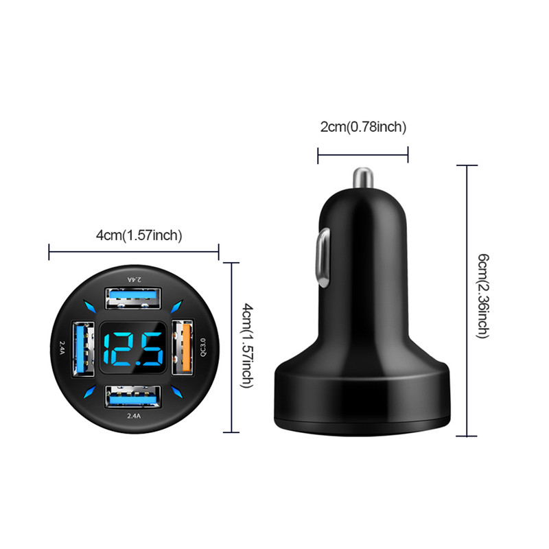 4 Ports USB Car Charger QC3.0 Fast Charging Adapter W/Cigarette Lighter Socket gallery