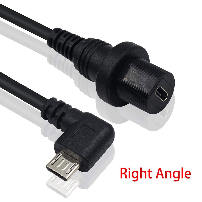 Right Angle Micro USB Mount Extension Dash Flush Dashboard Cable Car Motorcycle gallery