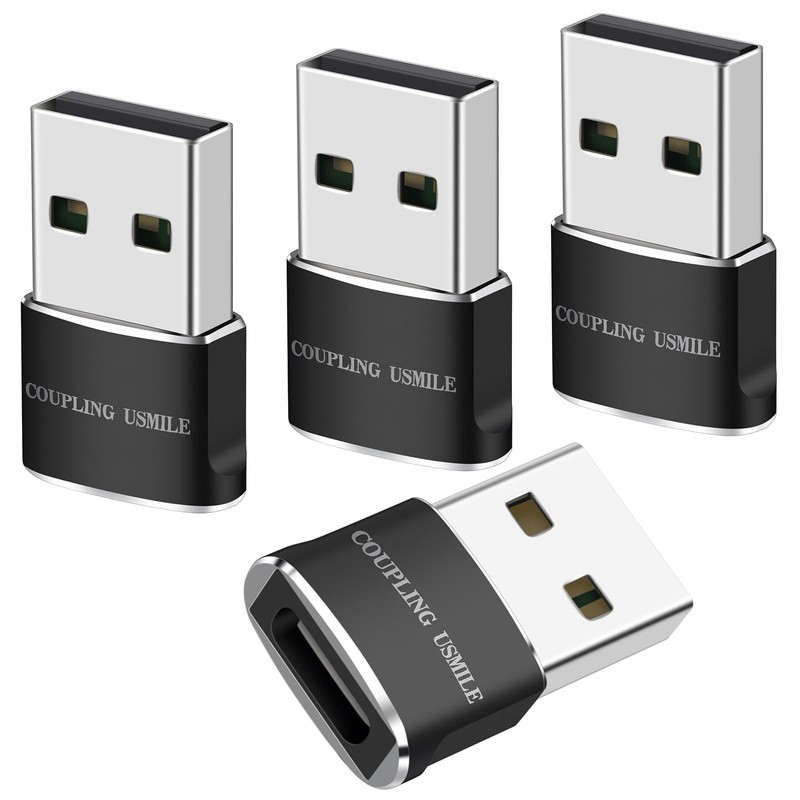 USB to USB C Adapter 4 Packs for iPhone Fast Charging, Transfer and Type C OT…