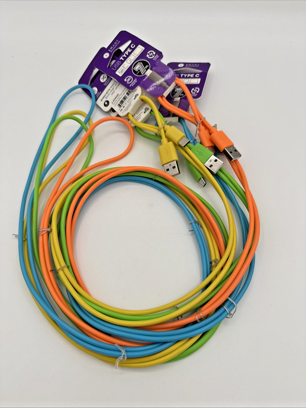 Set of 4-1-Orange, Yellow, Green, Blue USB Type C Charge and Sync Cords NWT New