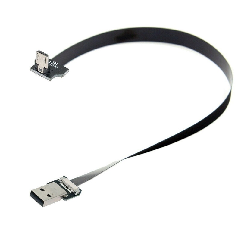 Down Angled USB2.0 Type-A to Micro USB 5Pin Data Flat Cable for FPV & Phone