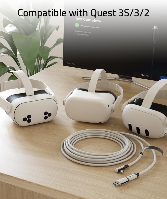 Link Cable 20FT with Oculus/Meta Quest 3/Quest 3S/Quest2//Pico 4 and PC/Steam... gallery
