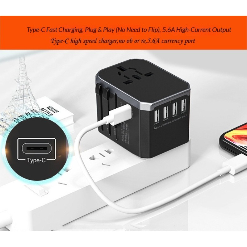 Worldtrip Plug Universal Plug Adapter Multifunctional Type C EU US UK AU Travel gallery