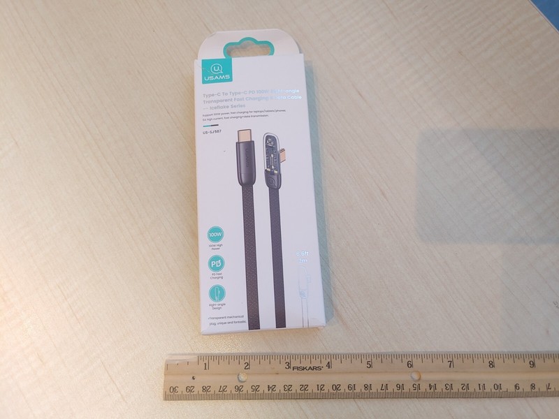 USAMS Type-C To Type-C PD 100W Charging & Data Cable Right Angle