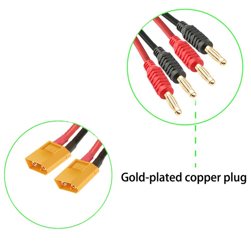 XT60 Charging Cable Adapter, 4mm Banana Connector, 12AWG 30CM for RC Lipo Batter gallery
