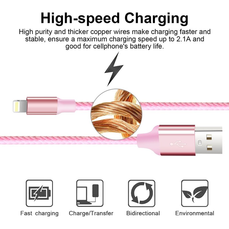 iPhone Charger, 5 Pack 3/3/6/6/10FT Apple MFi Certified USB Lightning Cable N... gallery