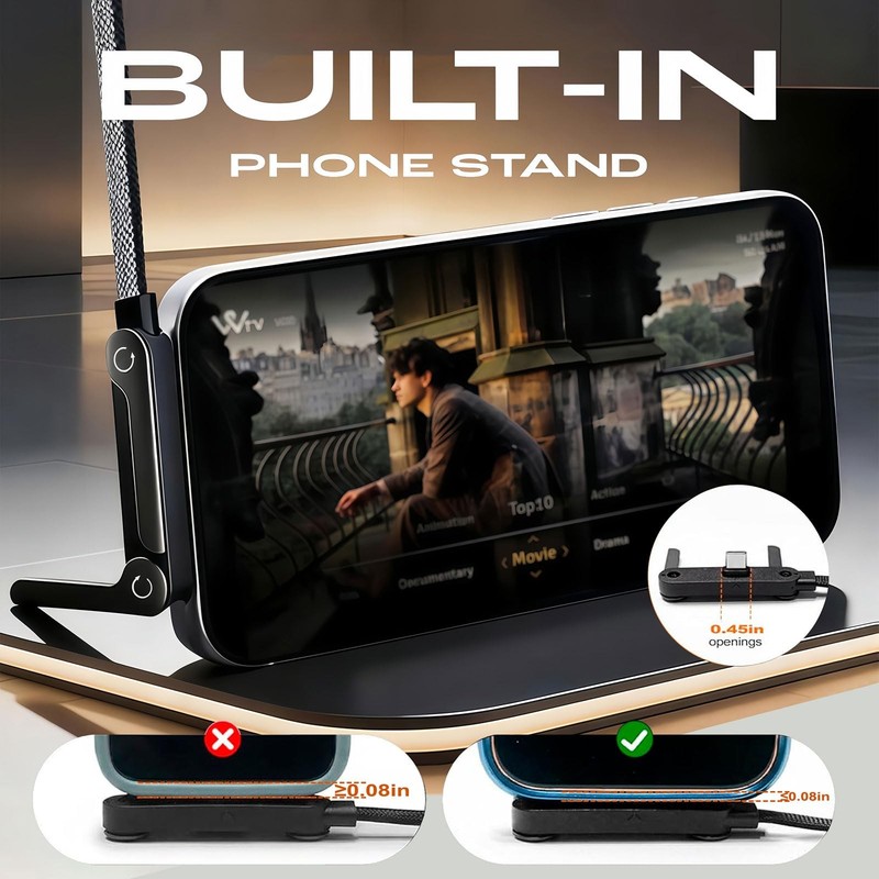Antusckon Invisible Holder Charger Cable with Stand, 240w Super Fast black gallery