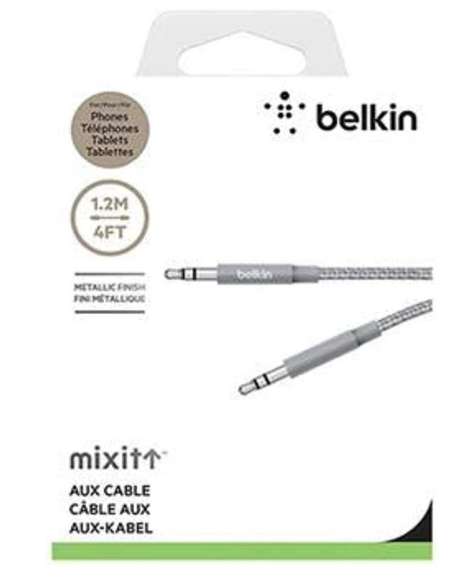 Belkin MiXiT Metallic Aux / Auxiliary Cable, 4 Feet (Gray) AV10164BT04-GRY gallery