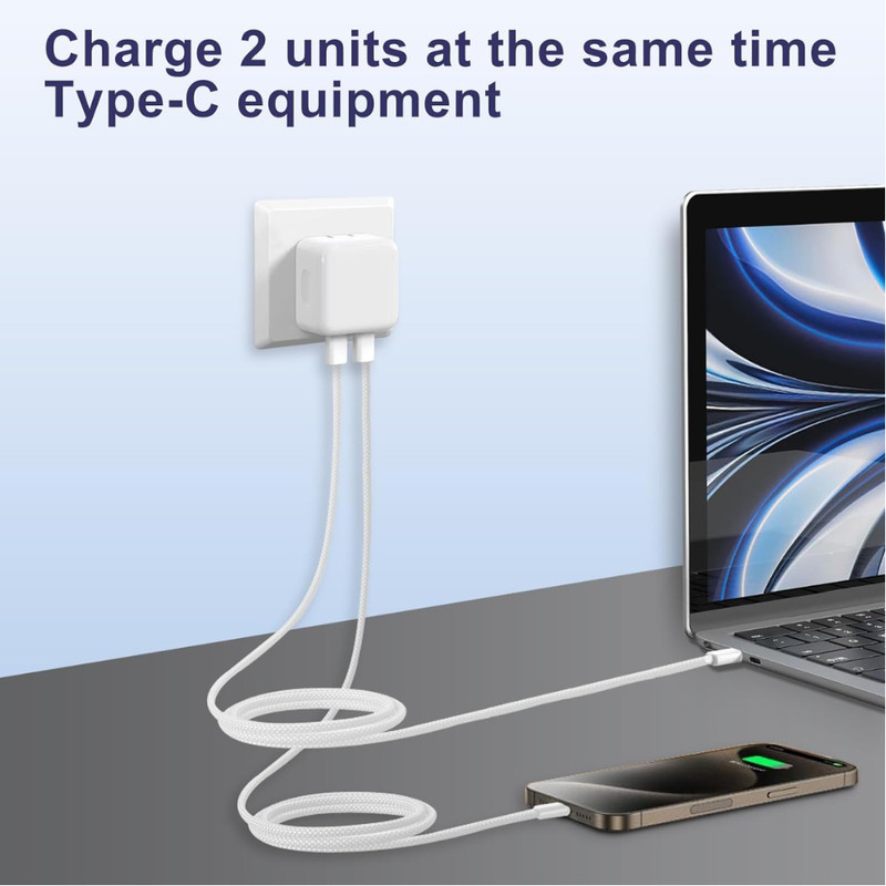 Fast Charger Type C 35W Adapter USB-C to USB C Cable For iPhone Air 17 16 15 Pro gallery