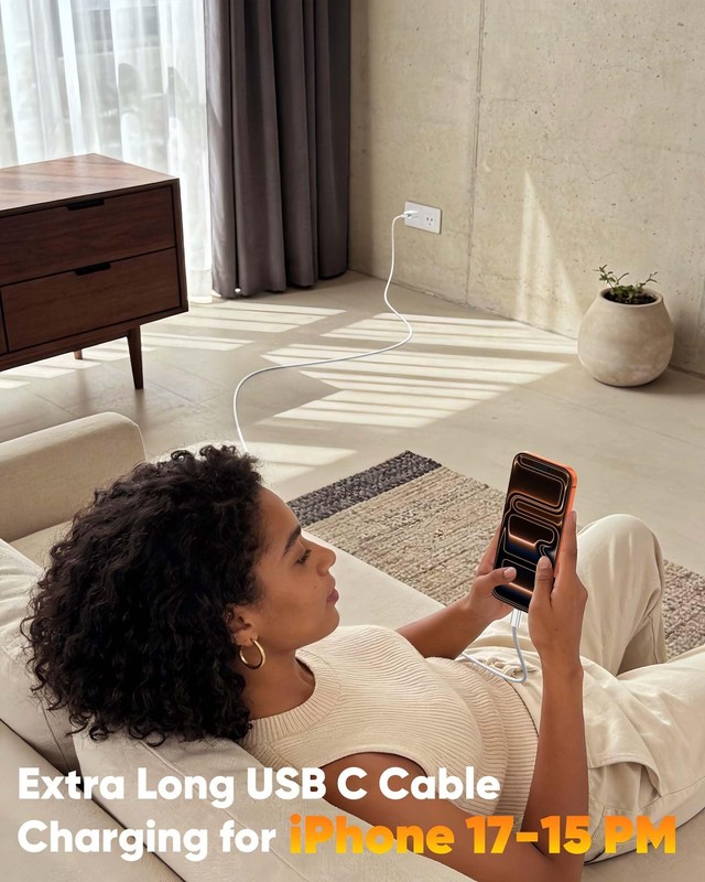 Long USB C to USB C Cable 15 FT (2-Pack，220W, Data 480M), Braided Fast Charin... gallery