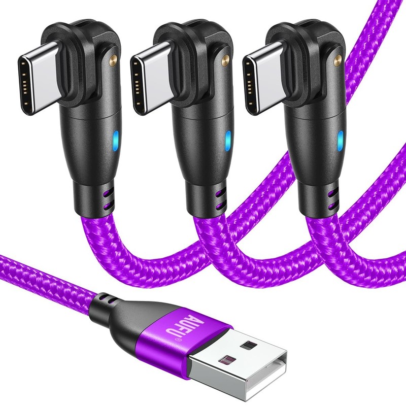 AUFU USB C Cable 6ft(3Pack-6.6ft/6.6ft/6.6 ft), 180° Rotation A to C Cable/3A…